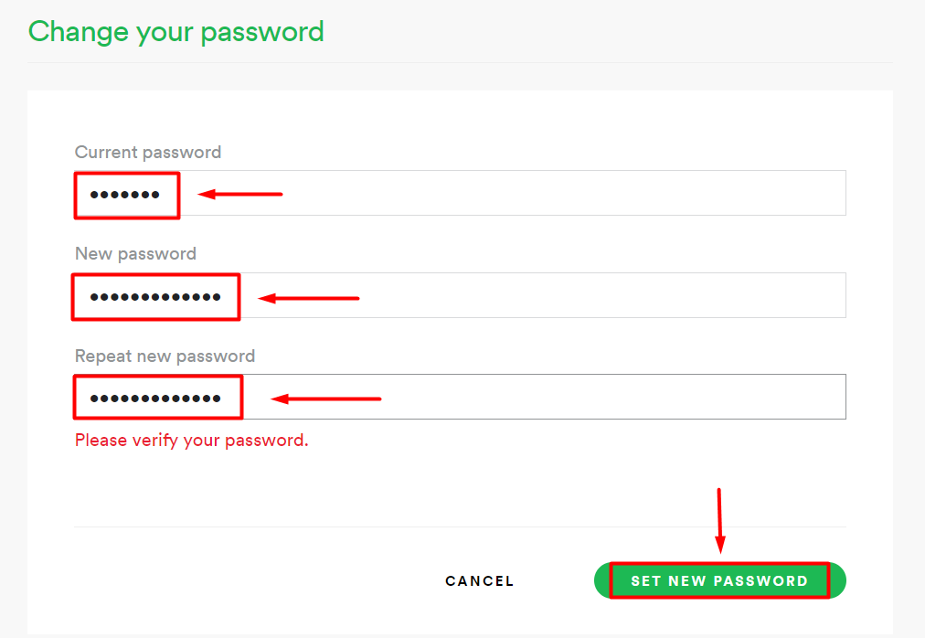 How to change password on spotify app